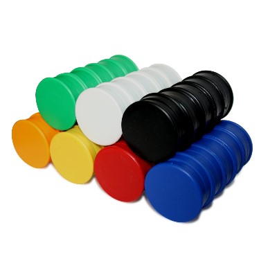 10 Kunststoffmagnete 30 mm Ferrit, 4 Farben wählbar