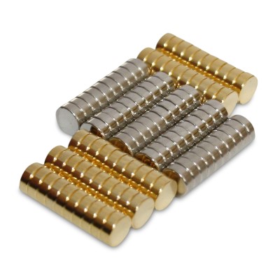 100 Disc Magnets 6x2 mm N45 Nickel And Gold