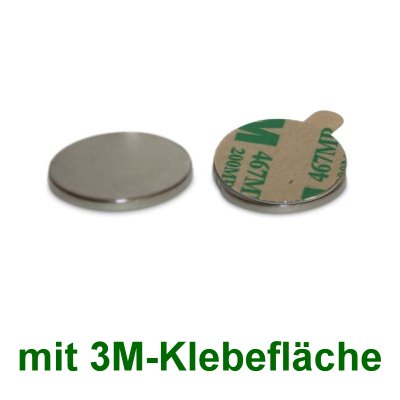 10 Disc Magnets 20x2 mm Self-Adhesive