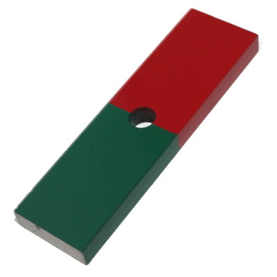 Block Magnet 72x20x6 mm Al5 Red And Green With Center Hole