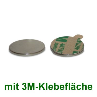 10 Disc Magnets 20x1 mm Self-Adhesive