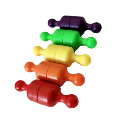10 Grip Magnets With Neodymium 12x20 mm, Set Of 5 Colours
