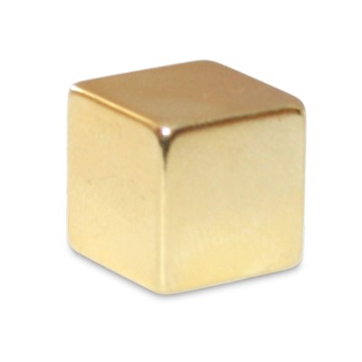 Cube Magnet 12 mm N48 Gold